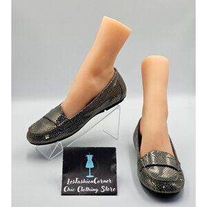 NWOB Vionic Women's Gunmetal Silver Snakeskin Chill Larrun Loafers Sz 8 2511